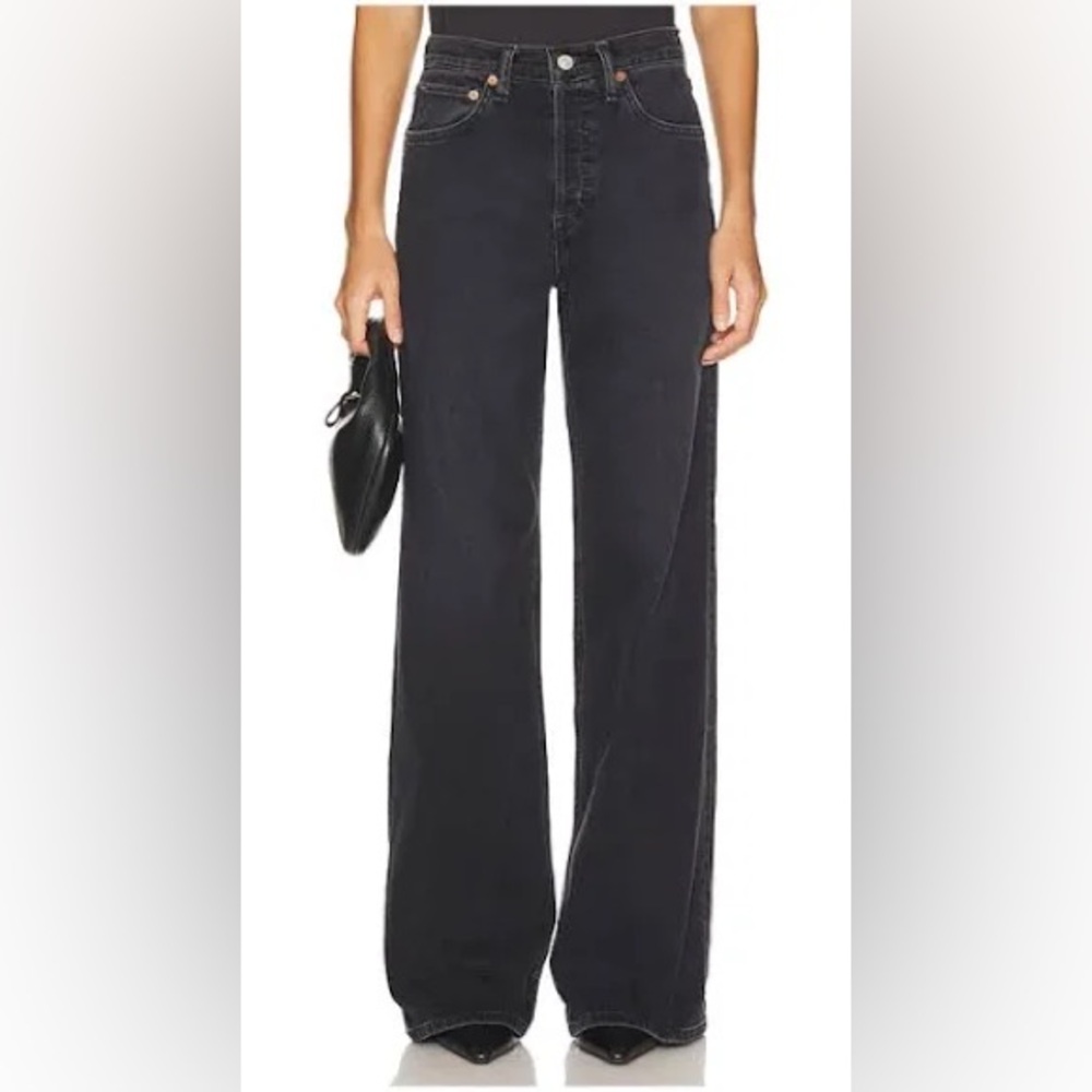 RE/DONE Originals Black High-Waisted Wide Leg Jeans